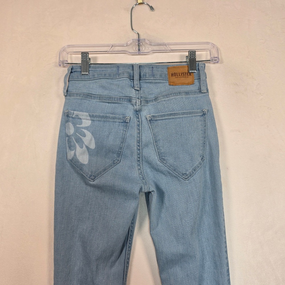 Hollister Vintage Flare Jeans Womens 00R Blue Floral Boho Y2K Festival Retro - Picture 9 of 13